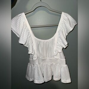 Maeve White Ruffled Top